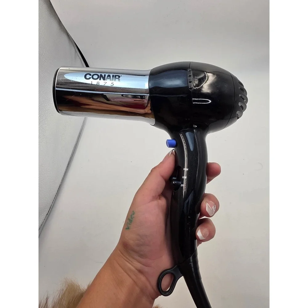 Conair 1875 Watt Hair Dryer Black Chrome Model 256X Heat Speed Settings